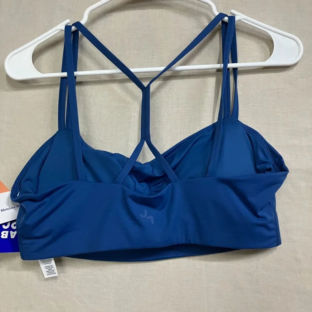 WT JoyLab Women's L Deep Sea Blue Strappy Athletic Sports Bra Removable Pads - Picture 8 of 13